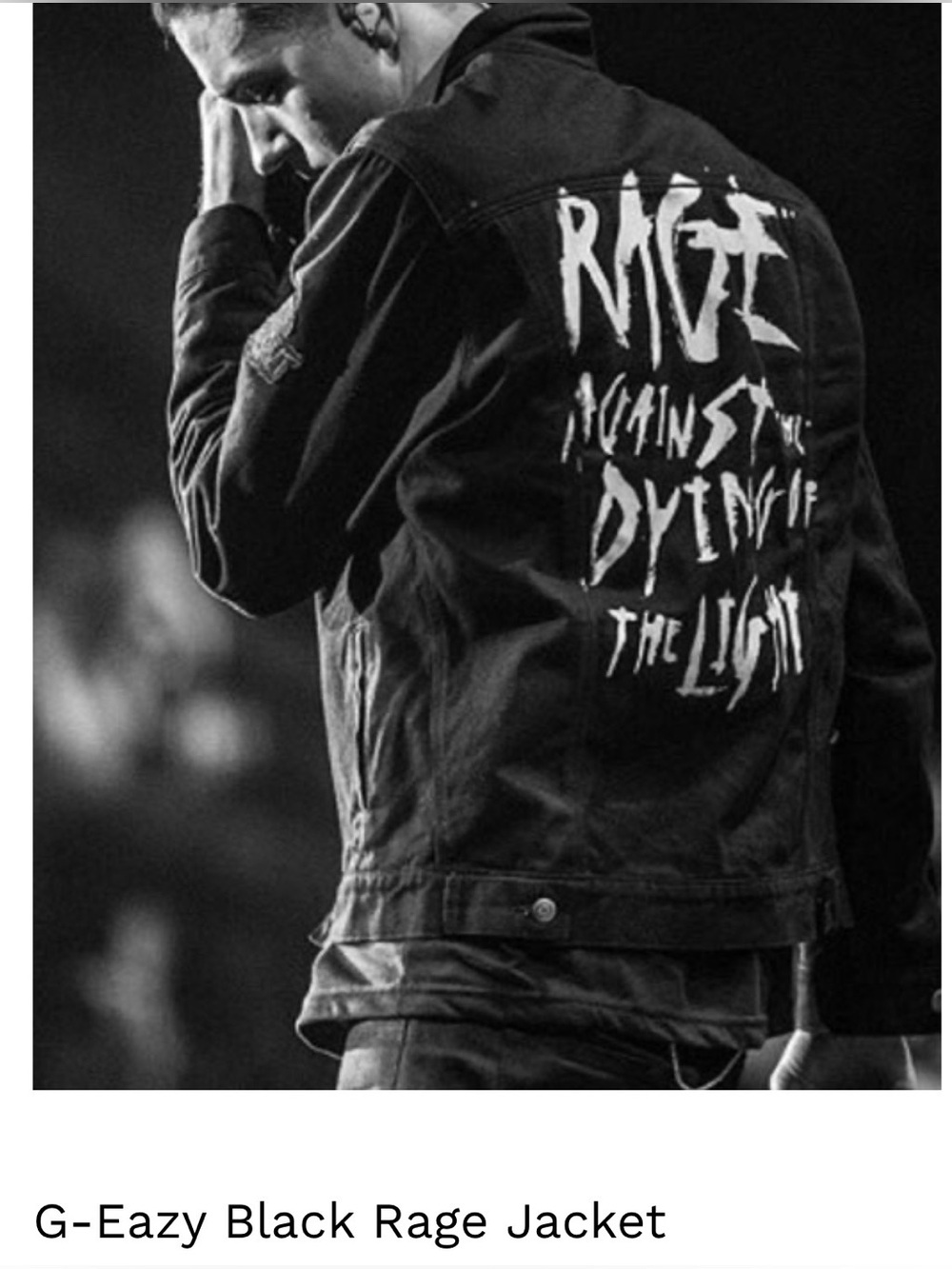 G-Eazy signature "Rage Against the Dying of the Light" Black Denim Jacket